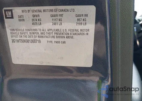 2008 Chevrolet Impala Lt z USA, uszkodzony, nr VIN 2G1WT58K981360719